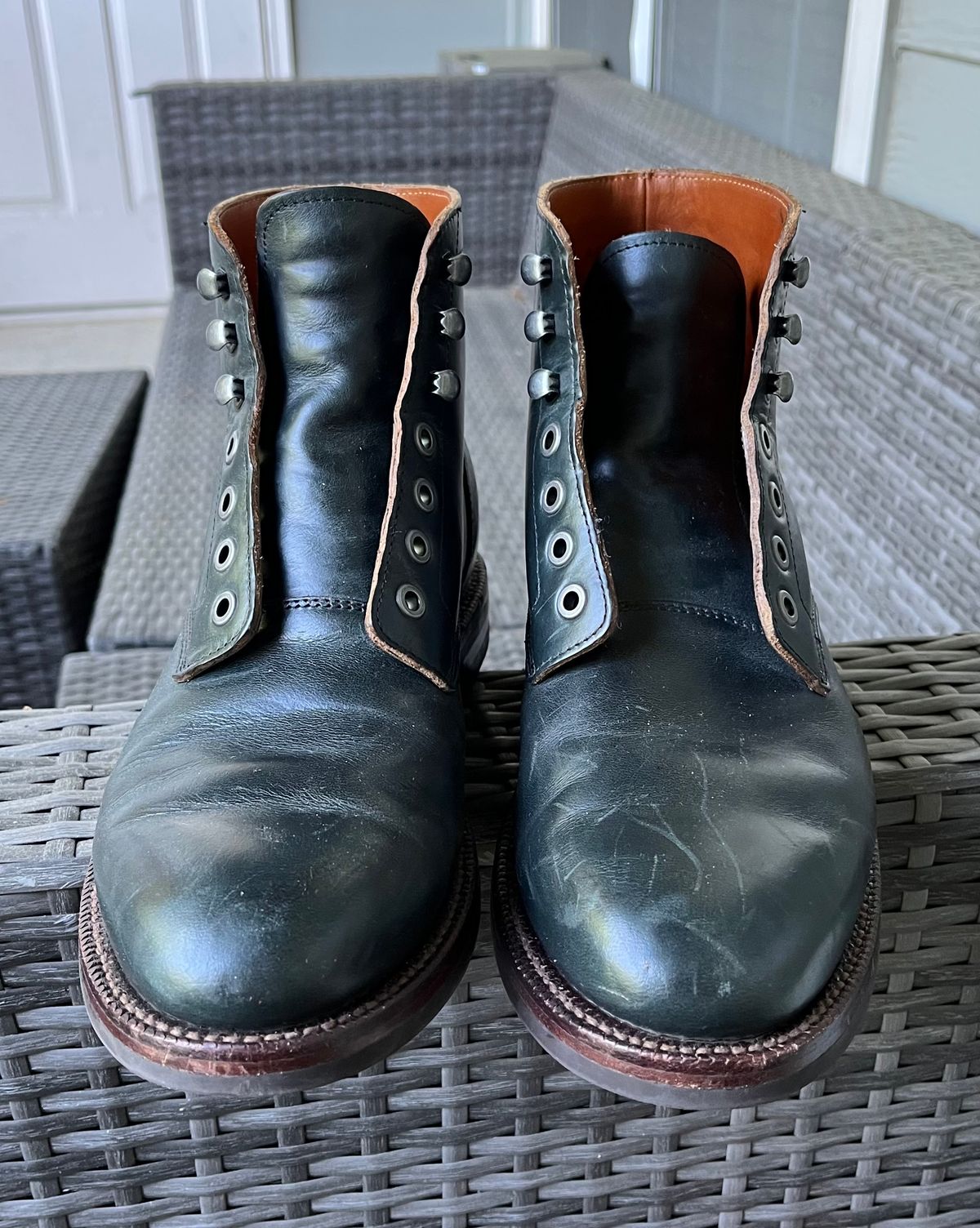 Photo by Arby on May 13, 2026 of the Grant Stone Diesel Boot in Horween Navy Chromexcel.