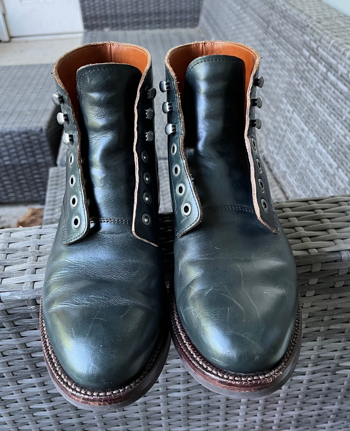 Photo by Arby on May 13, 2026 of the Grant Stone Diesel Boot in Horween Navy Chromexcel.