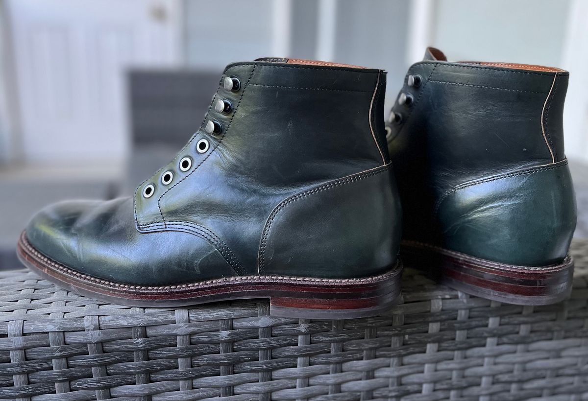 Photo by Arby on May 13, 2026 of the Grant Stone Diesel Boot in Horween Navy Chromexcel.