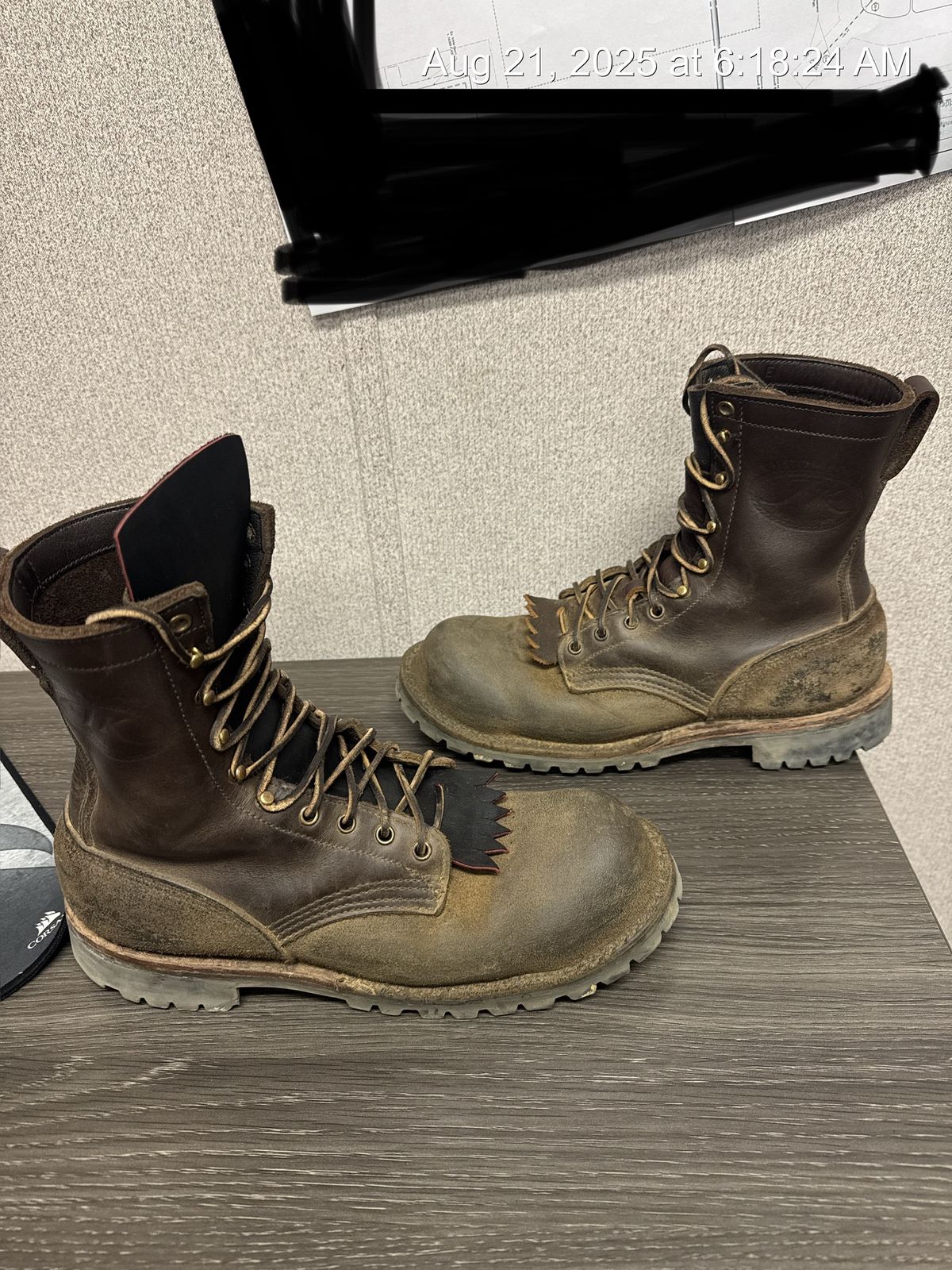 Photo by Brandan on August 21, 2025 of the JK Boots O.T. in Seidel Brown Oil Tan & Seidel Brown Oil Tan Roughout.