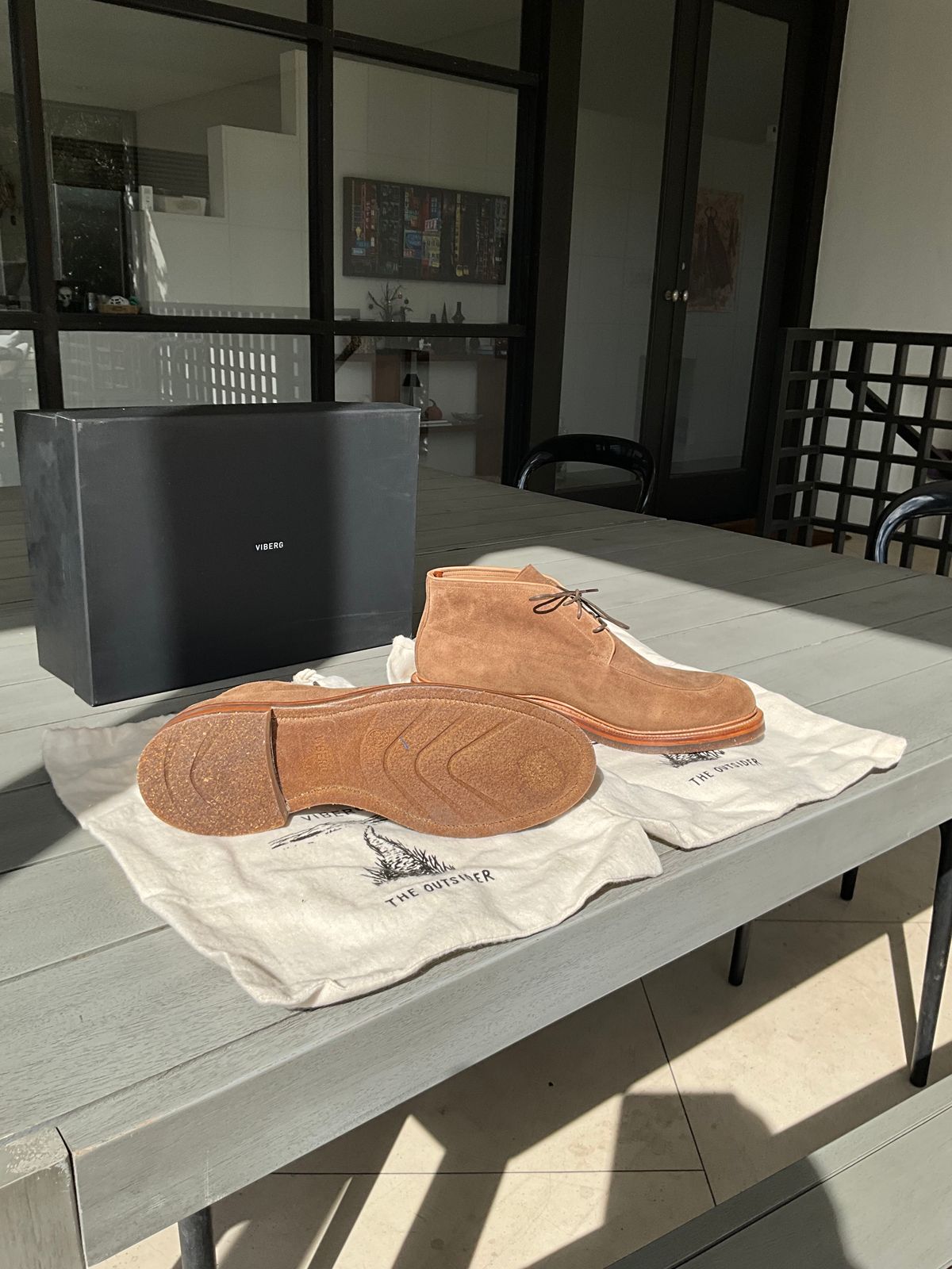 Photo by CrocG on November 1, 2025 of the Viberg The Outsider III in Bison Janus Calf Suede.