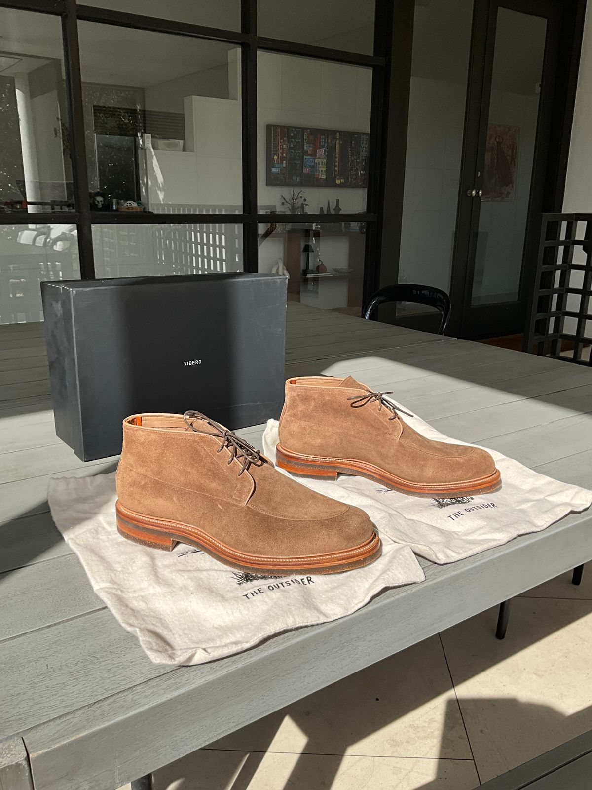 Photo by CrocG on November 1, 2025 of the Viberg The Outsider III in Bison Janus Calf Suede.