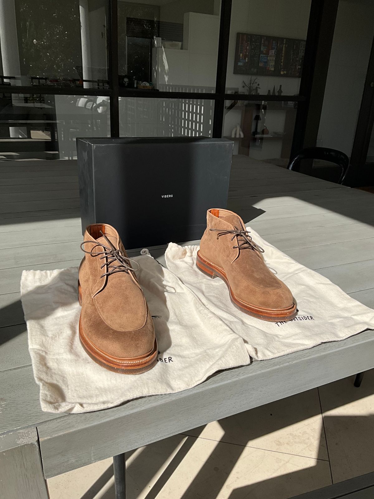 Photo by CrocG on November 1, 2025 of the Viberg The Outsider III in Bison Janus Calf Suede.