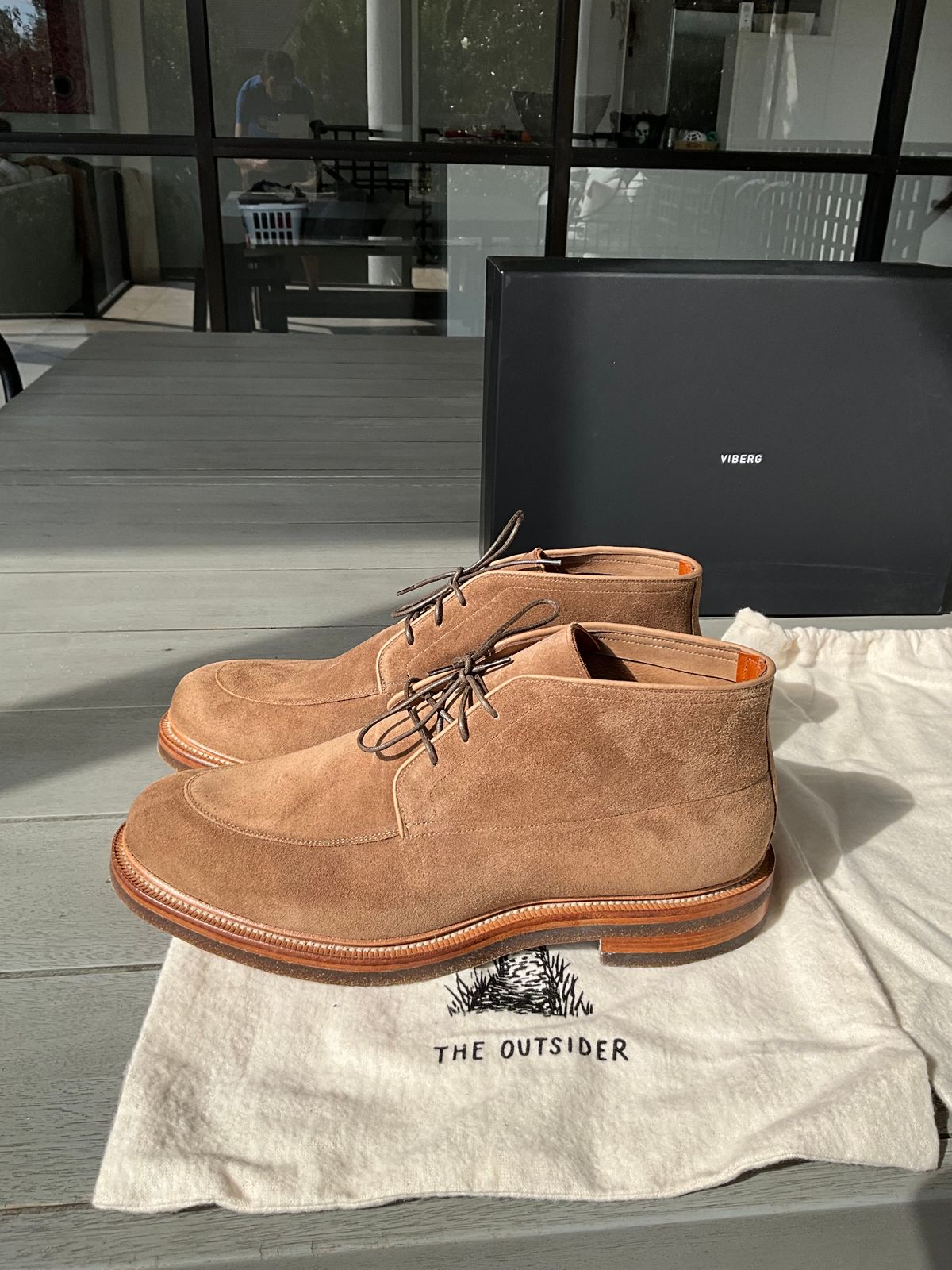Photo by CrocG on November 1, 2025 of the Viberg The Outsider III in Bison Janus Calf Suede.