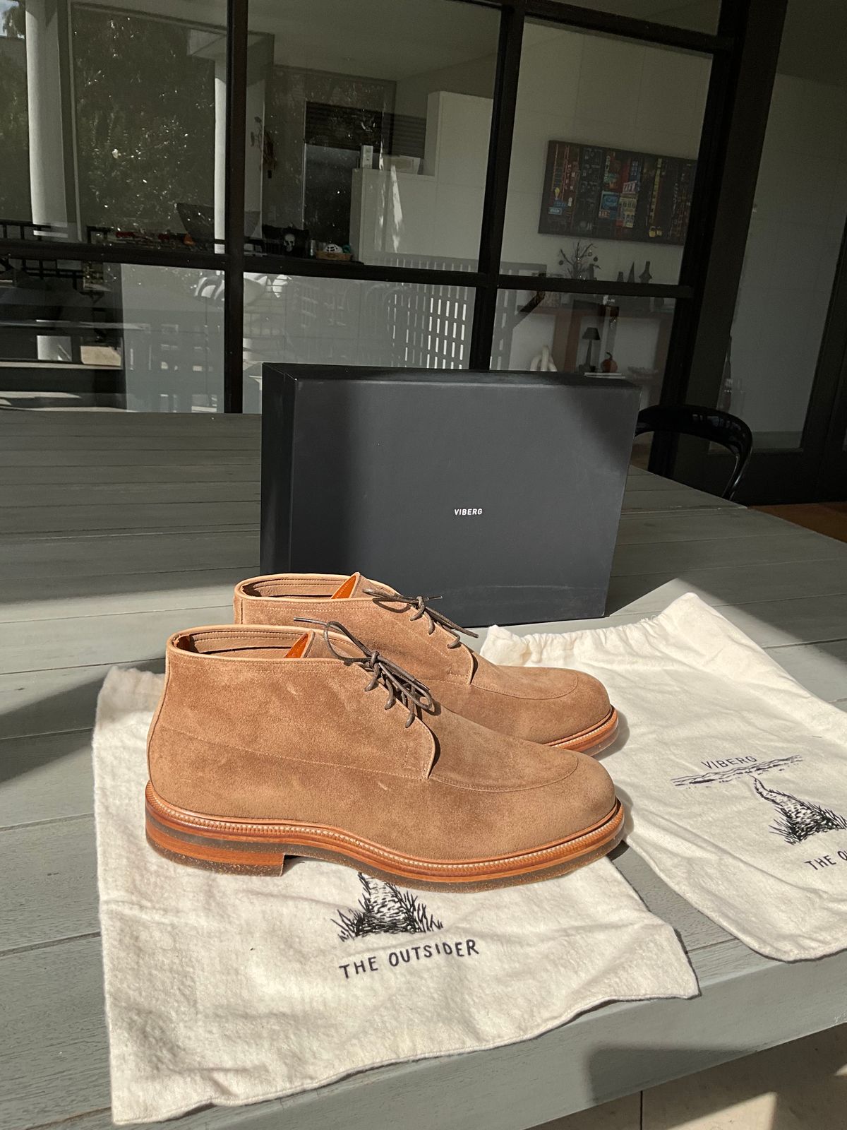 Photo by CrocG on November 1, 2025 of the Viberg The Outsider III in Bison Janus Calf Suede.