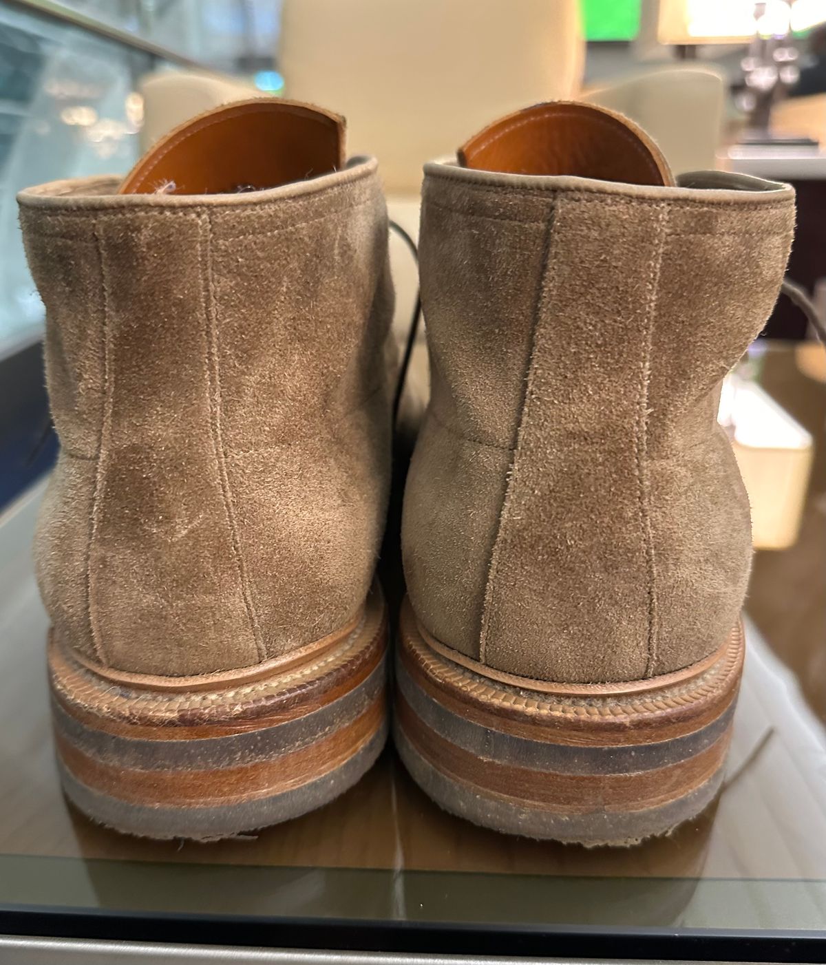 Photo by CrocG on January 4, 2026 of the Viberg The Outsider III in Bison Janus Calf Suede.