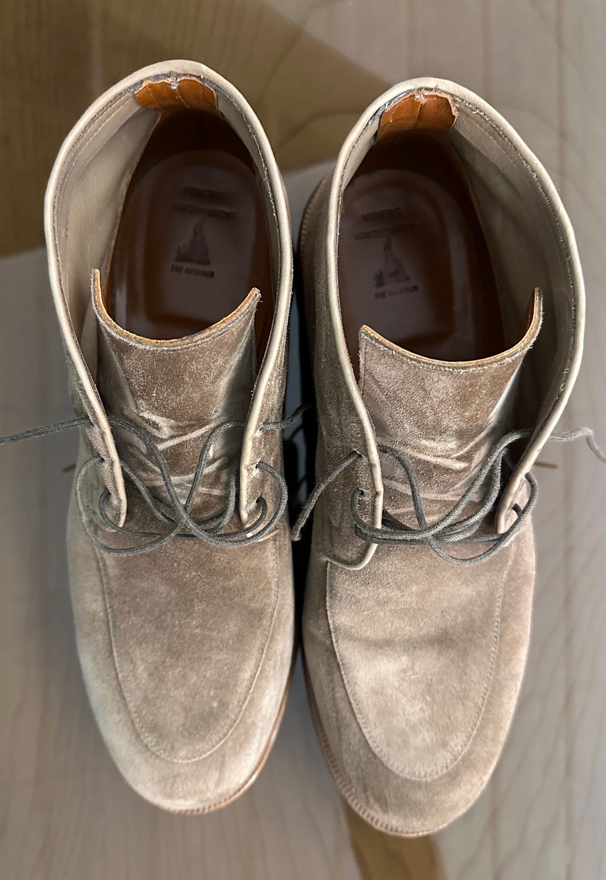 Photo by CrocG on January 4, 2026 of the Viberg The Outsider III in Bison Janus Calf Suede.