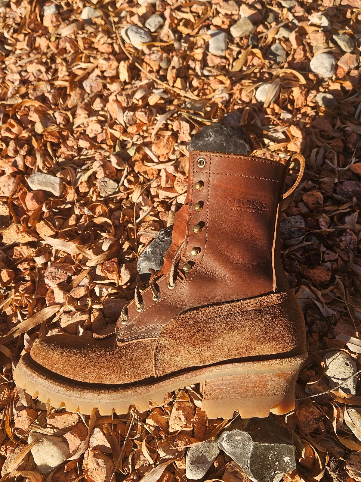 Photo by NevadaBugle on November 2, 2025 of the Nicks BuilderPro in Seidel 1964 Brown Roughout.