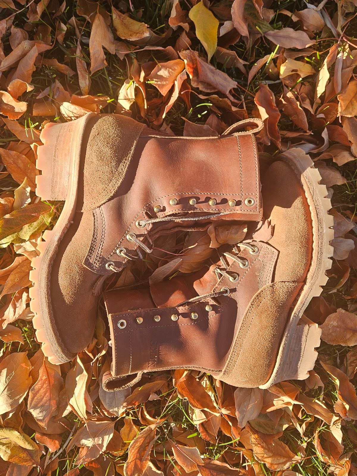 Photo by NevadaBugle on November 2, 2025 of the Nicks BuilderPro in Seidel 1964 Brown Roughout.