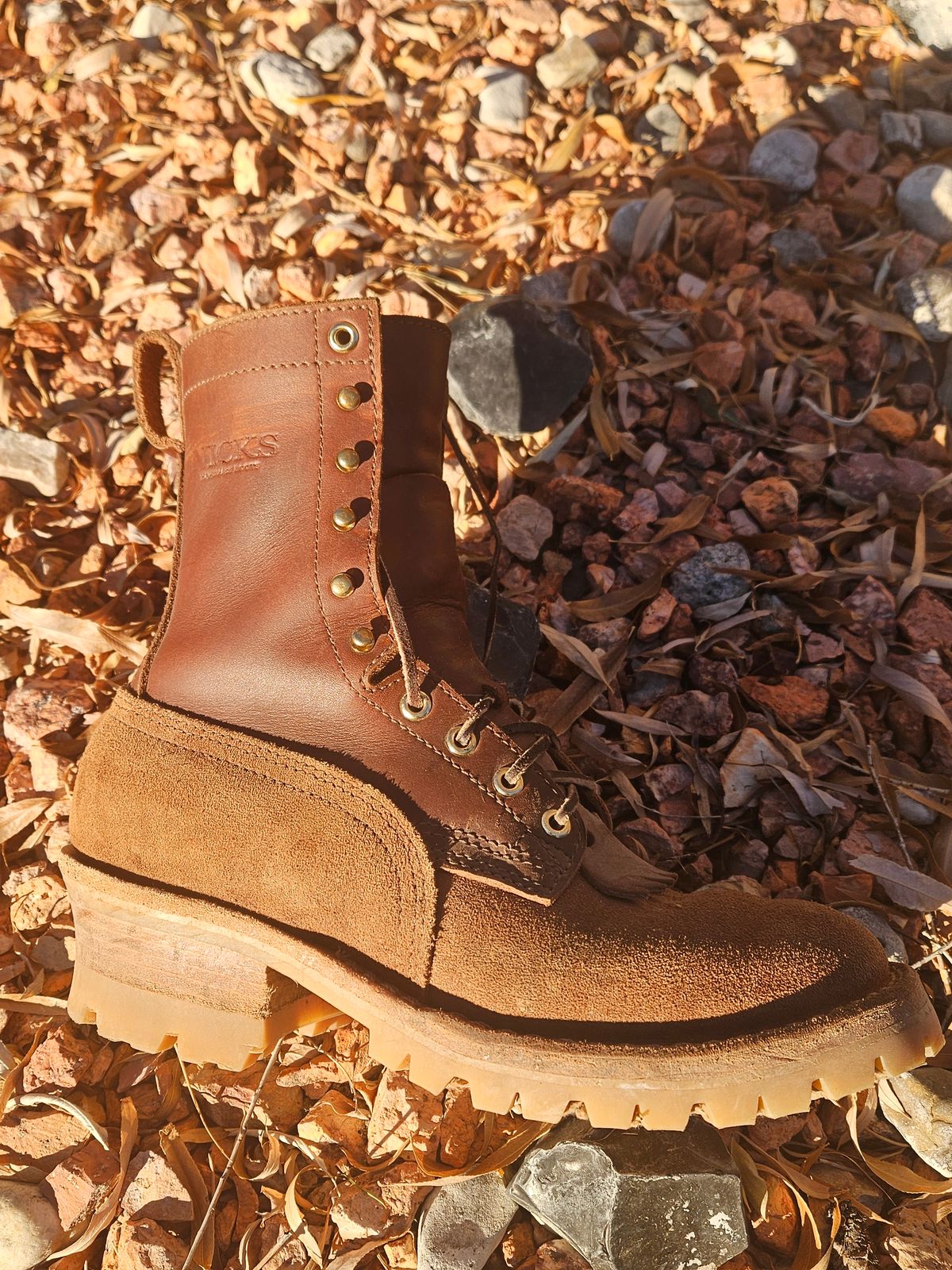 Photo by NevadaBugle on November 2, 2025 of the Nicks BuilderPro in Seidel 1964 Brown Roughout.