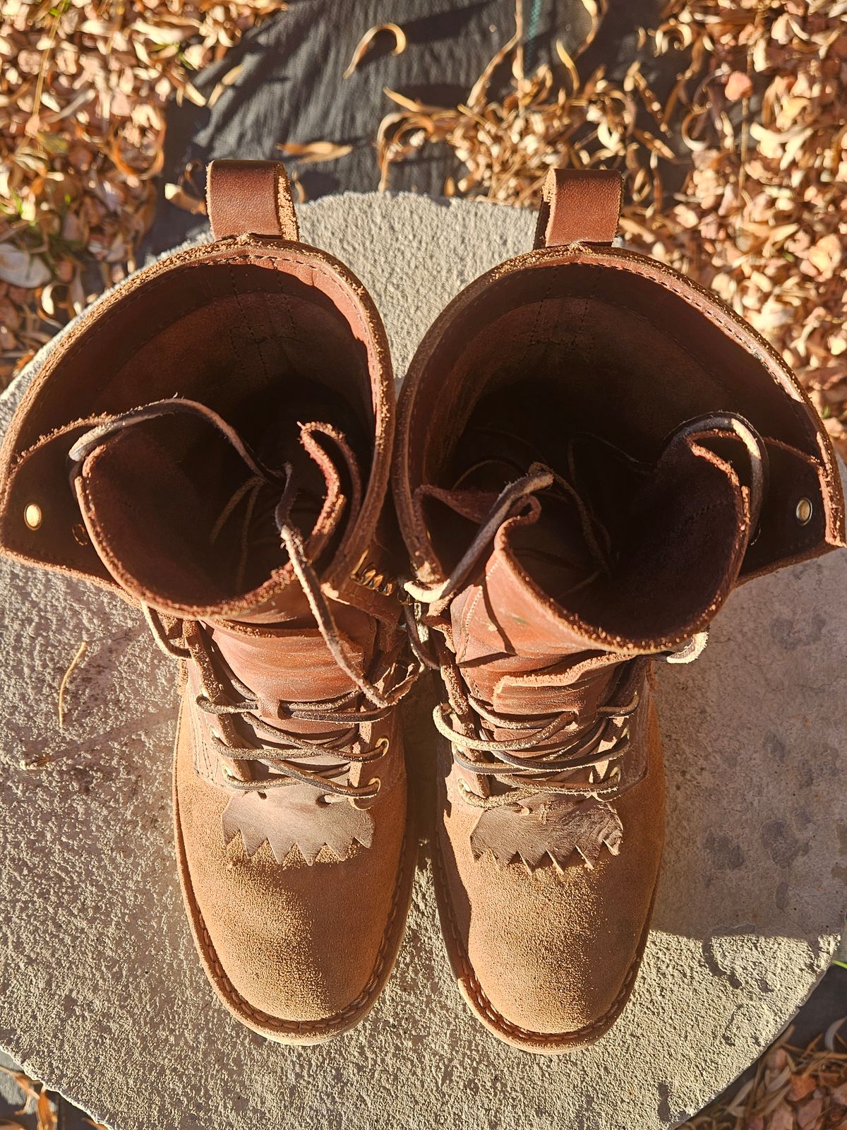 Photo by NevadaBugle on November 2, 2025 of the Nicks BuilderPro in Seidel 1964 Brown Roughout.