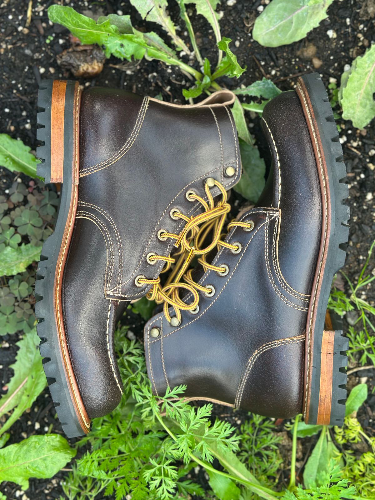 Photo by SCUFFALO.BILL on October 2, 2025 of the Truman Moc Toe in Horween Java Waxed Flesh.
