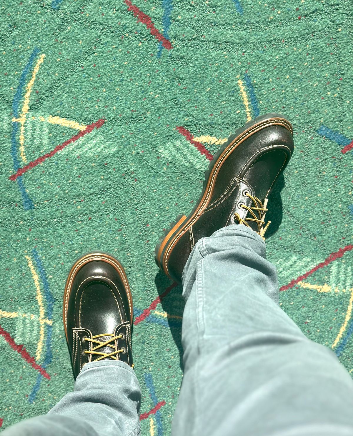 Photo by SCUFFALO.BILL on October 7, 2025 of the Truman Moc Toe in Horween Java Waxed Flesh.