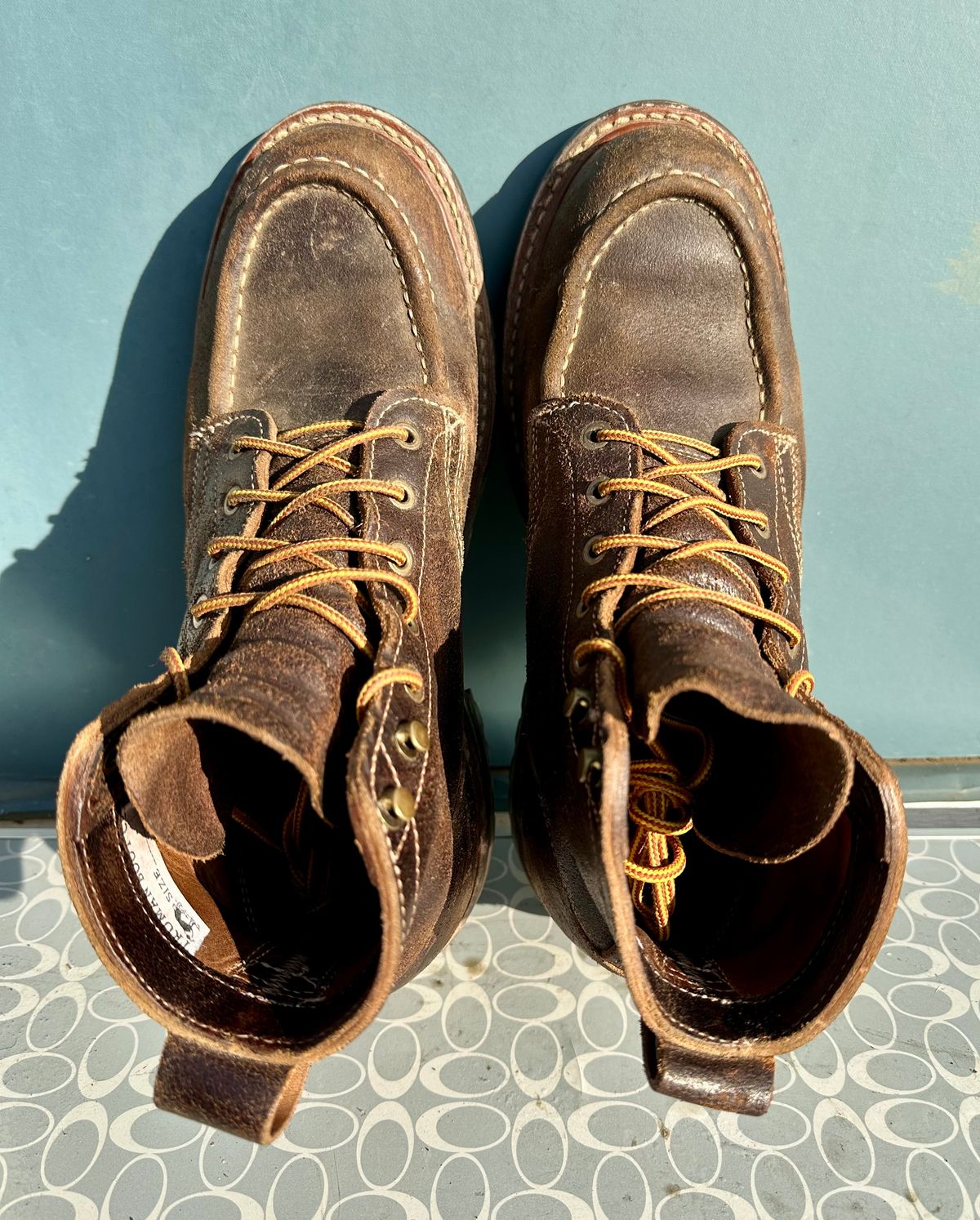 Photo by SCUFFALO.BILL on February 4, 2026 of the Truman Moc Toe in Horween Java Waxed Flesh.