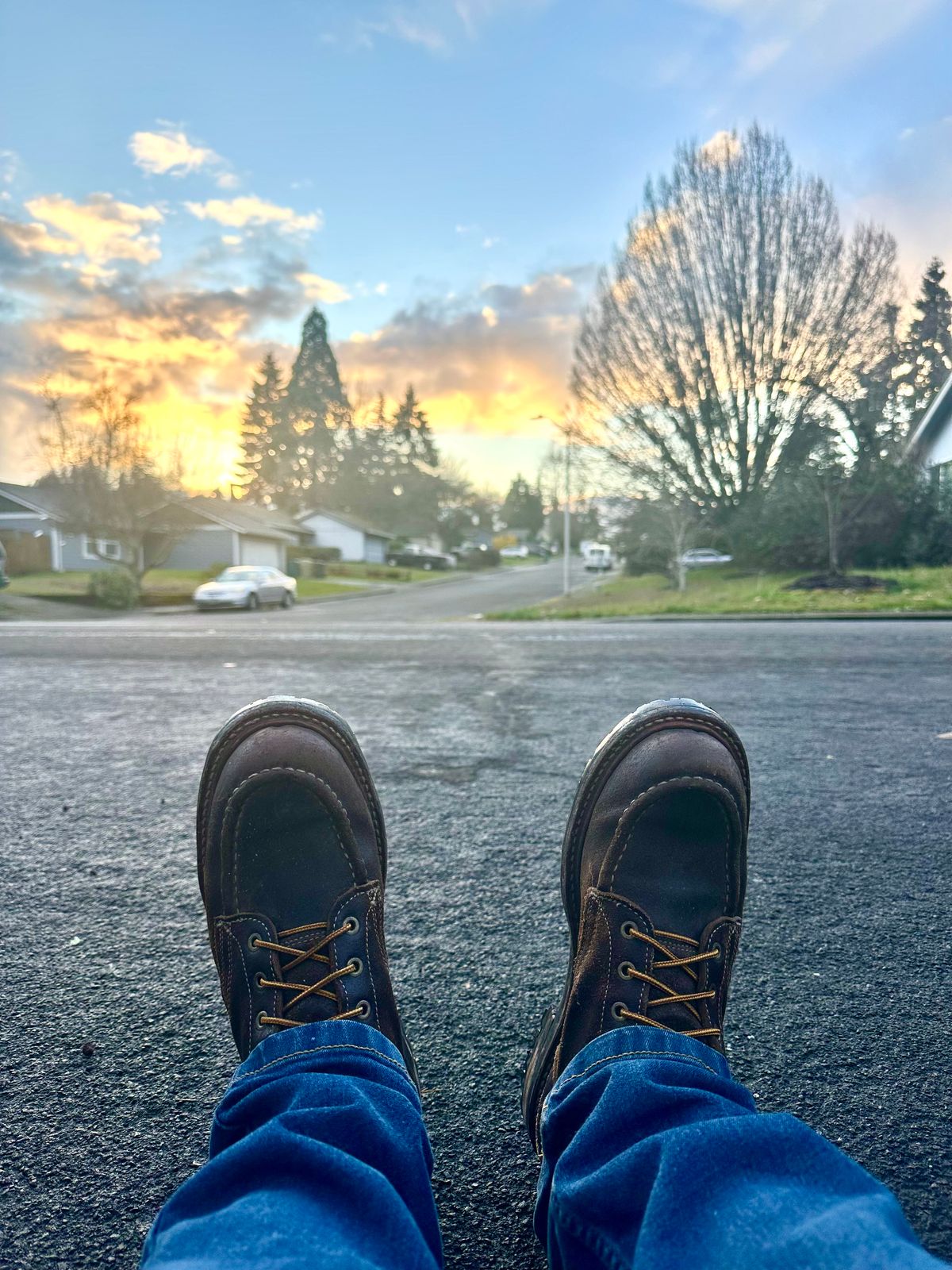 Photo by SCUFFALO.BILL on February 10, 2026 of the Truman Moc Toe in Horween Java Waxed Flesh.