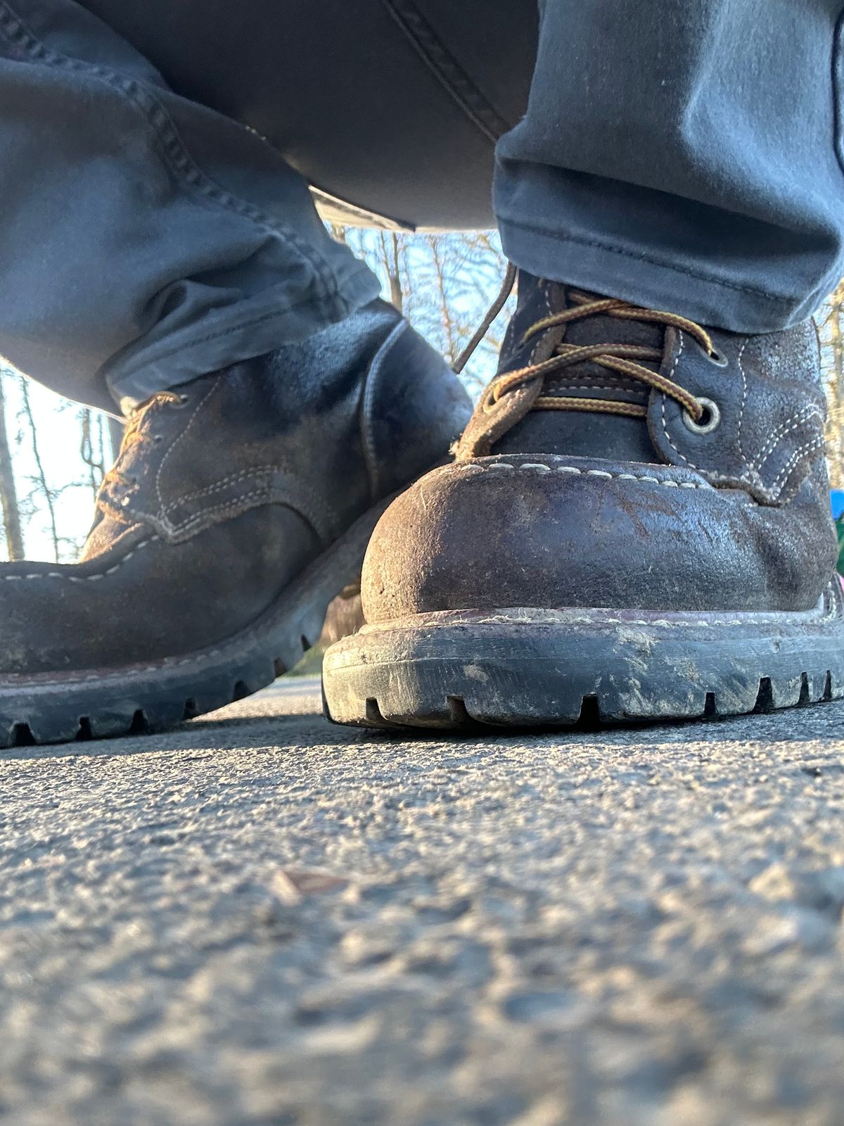Photo by SCUFFALO.BILL on February 28, 2026 of the Truman Moc Toe in Horween Java Waxed Flesh.