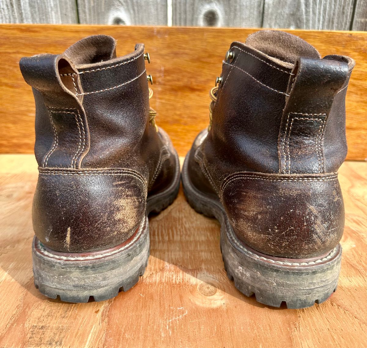 Photo by SCUFFALO.BILL on March 2, 2026 of the Truman Moc Toe in Horween Java Waxed Flesh.