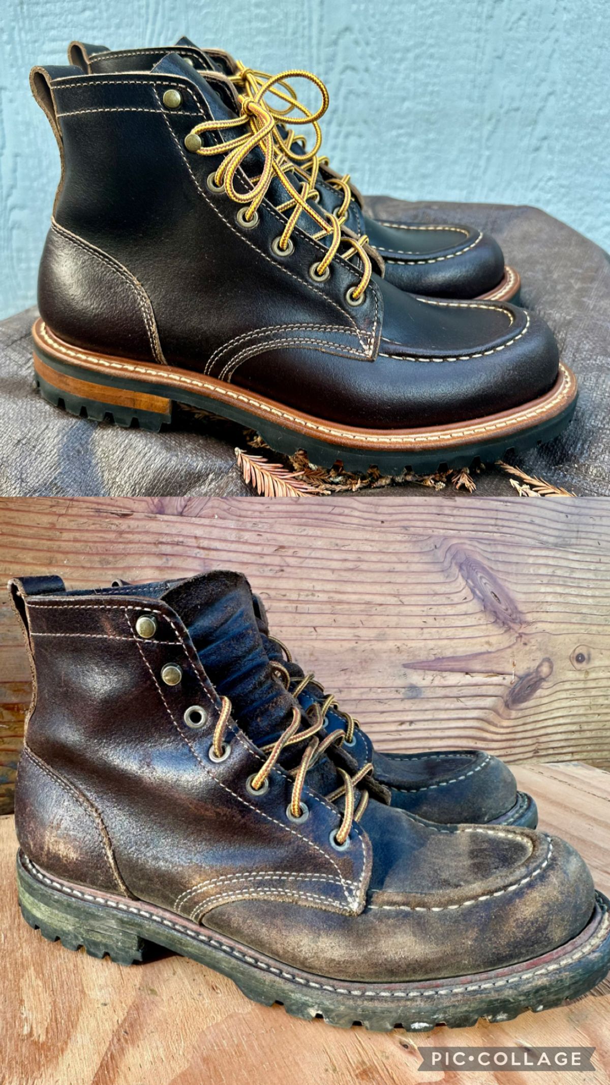 Photo by SCUFFALO.BILL on April 2, 2026 of the Truman Moc Toe in Horween Java Waxed Flesh.