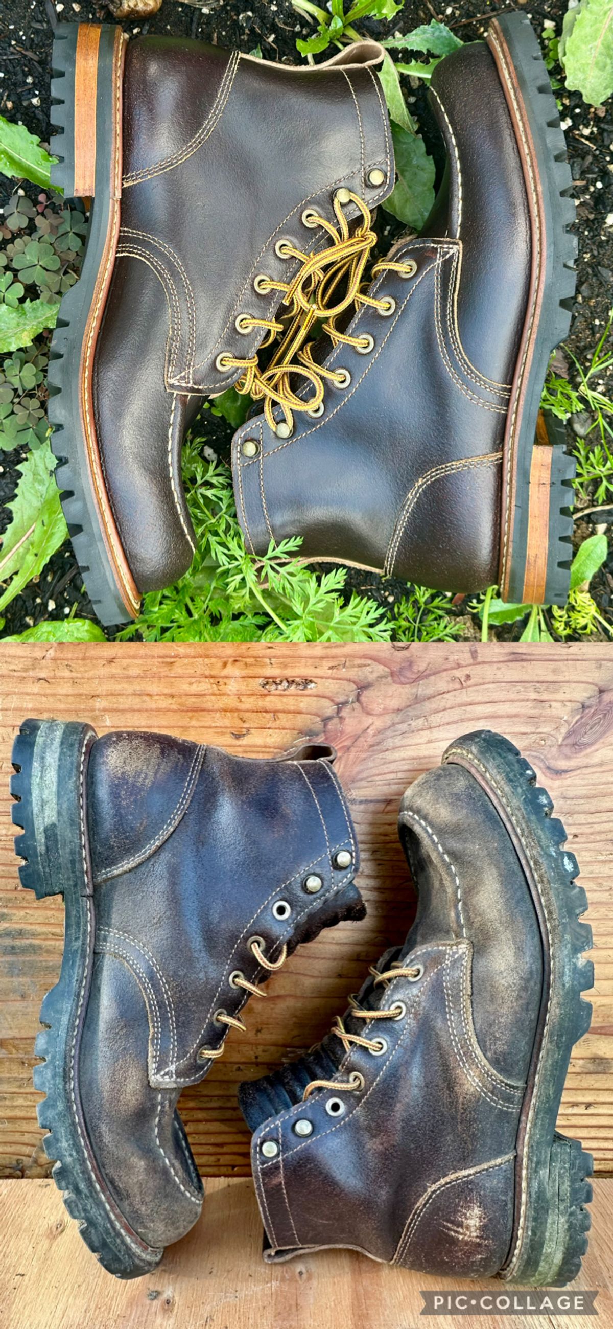 Photo by SCUFFALO.BILL on April 2, 2026 of the Truman Moc Toe in Horween Java Waxed Flesh.