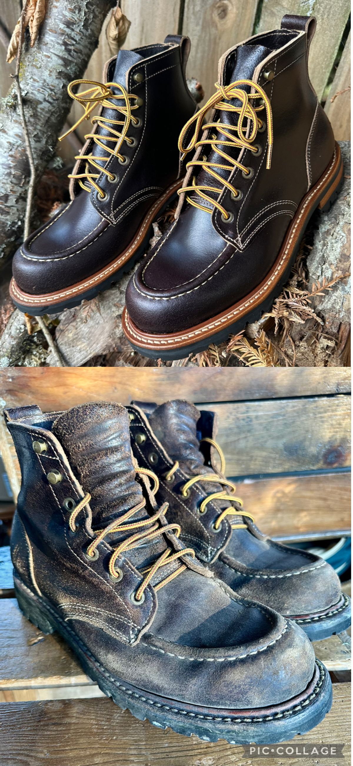 Photo by SCUFFALO.BILL on April 2, 2026 of the Truman Moc Toe in Horween Java Waxed Flesh.