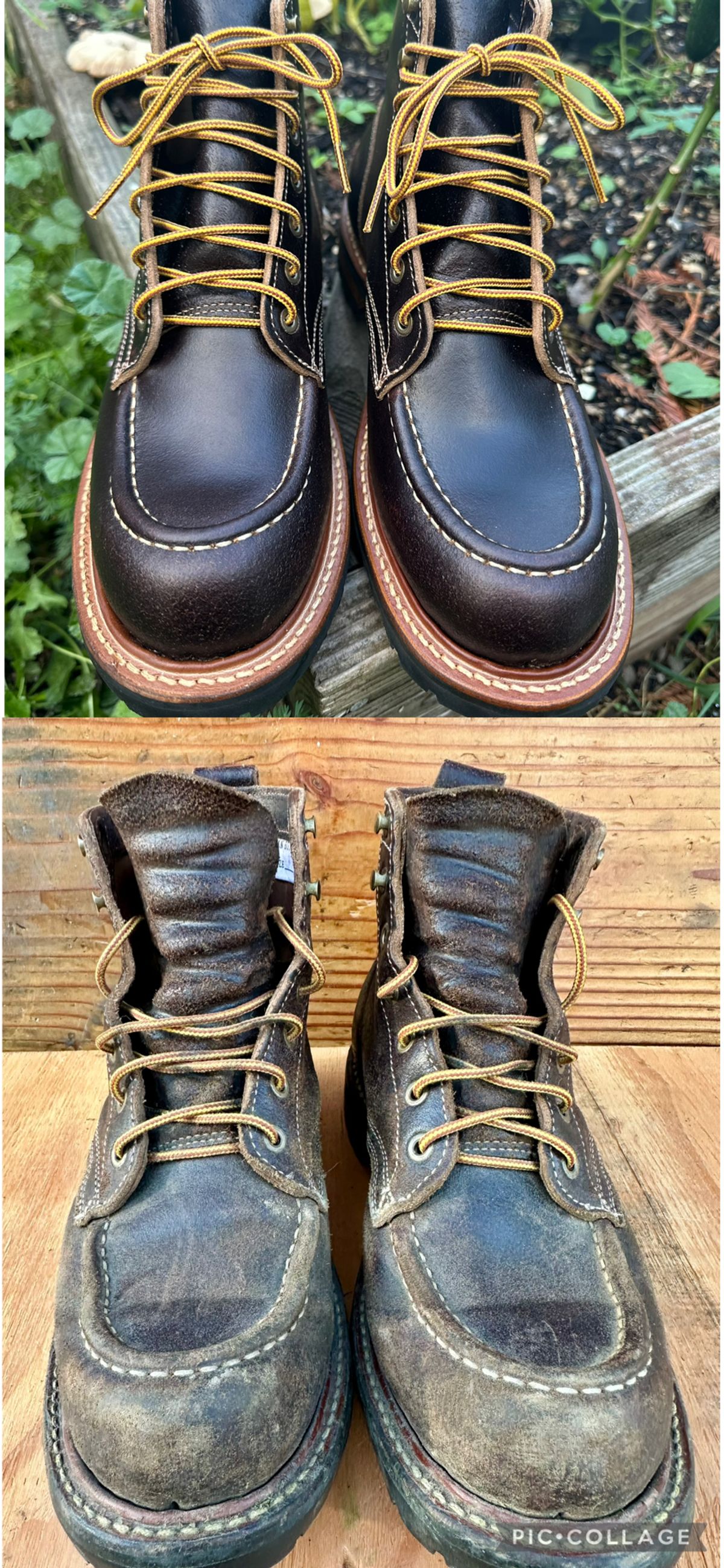Photo by SCUFFALO.BILL on April 2, 2026 of the Truman Moc Toe in Horween Java Waxed Flesh.