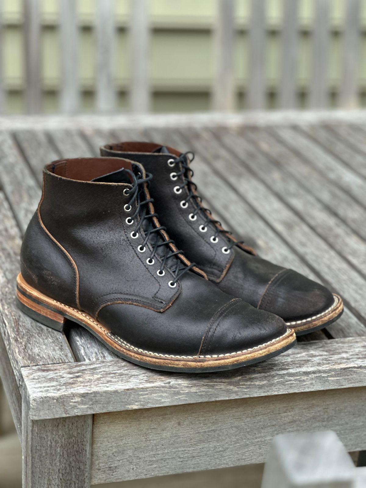 Photo by lederlover on November 3, 2025 of the Viberg Service Boot in Horween Black Waxed Flesh.