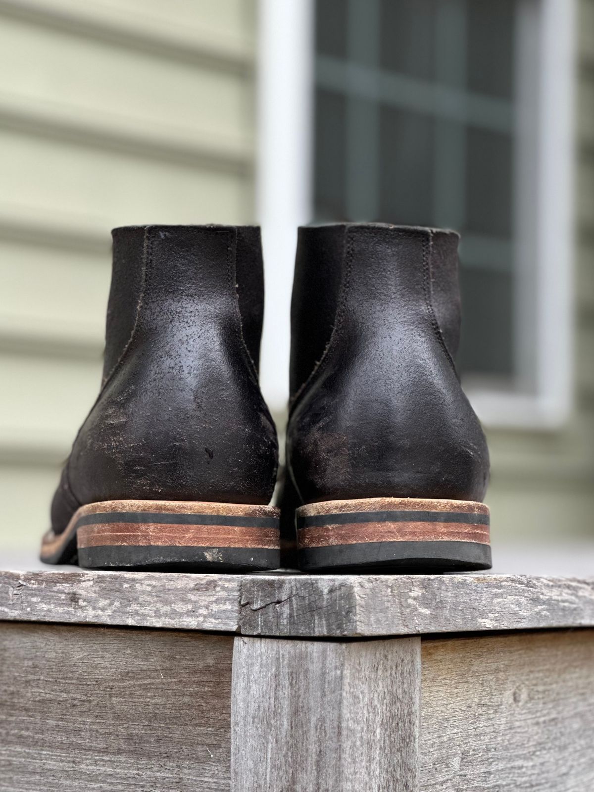 Photo by lederlover on November 3, 2025 of the Viberg Service Boot in Horween Black Waxed Flesh.