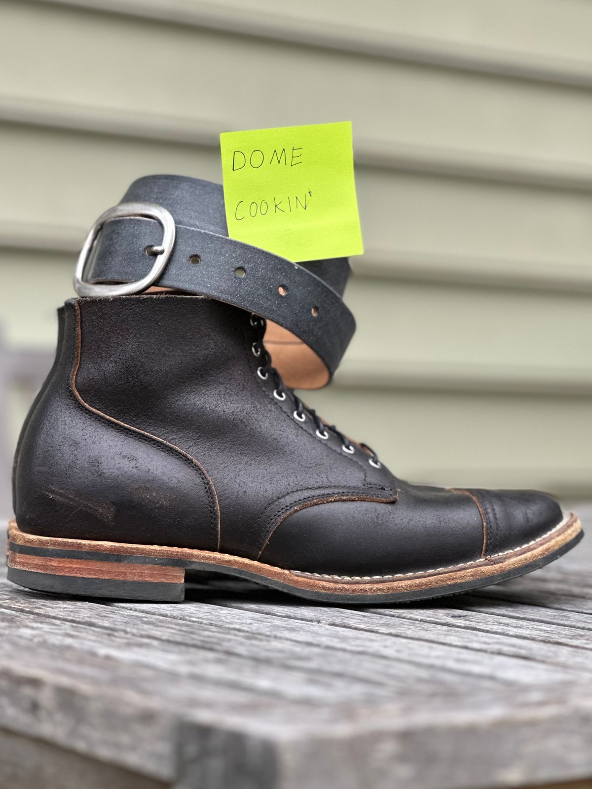 Photo by lederlover on November 3, 2025 of the Viberg Service Boot in Horween Black Waxed Flesh.