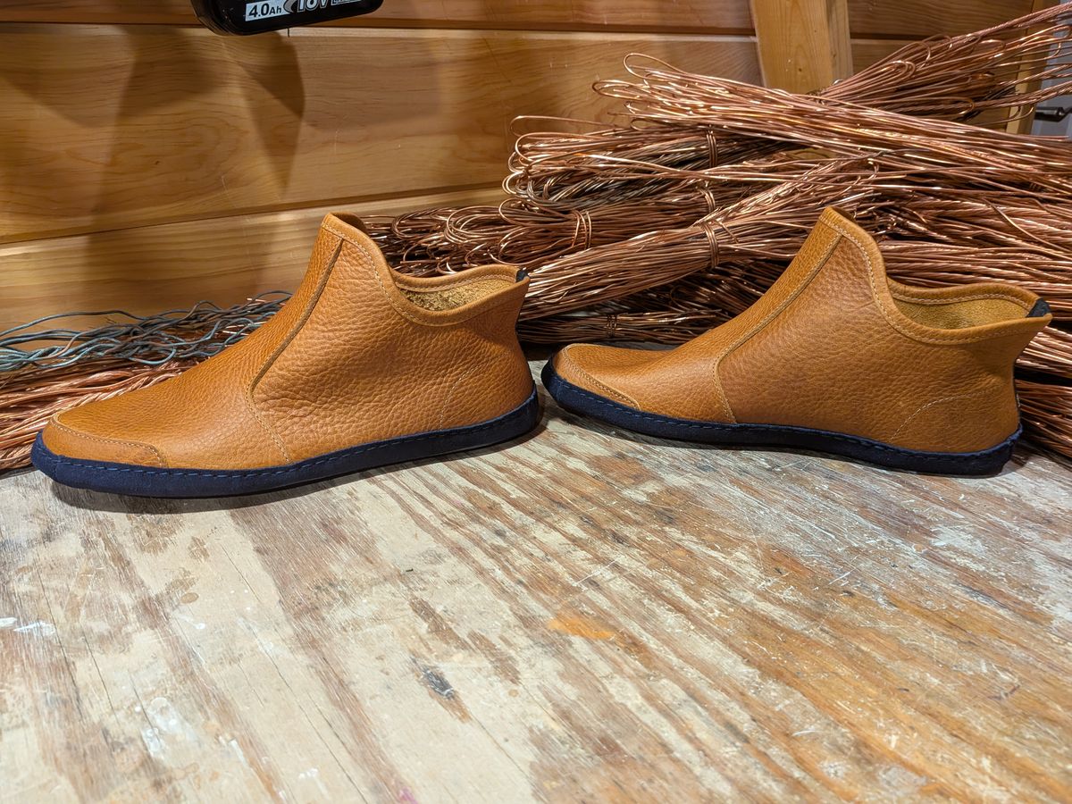 Photo by Valliant on October 2, 2025 of the Queen City footwear Vermont House Shoe Hi-Top in Unknown Leather.