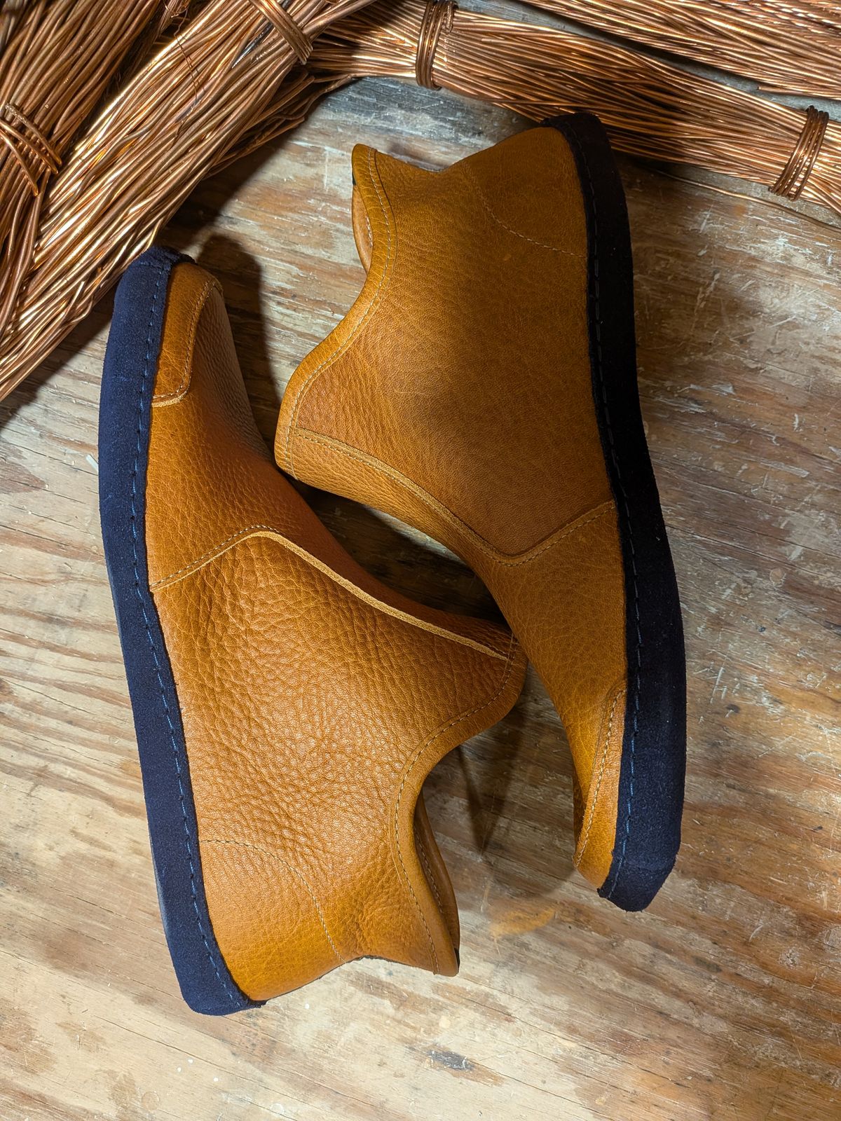 Photo by Valliant on October 2, 2025 of the Queen City footwear Vermont House Shoe Hi-Top in Unknown Leather.