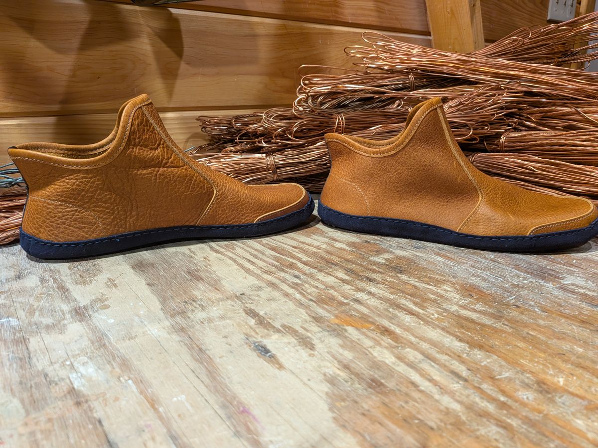 Photo by Valliant on October 2, 2025 of the Queen City footwear Vermont House Shoe Hi-Top in Unknown Leather.
