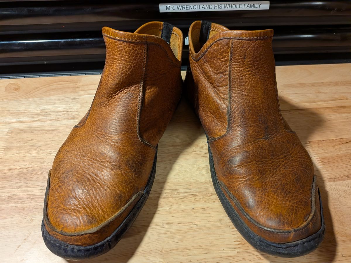 Photo by Valliant on November 6, 2025 of the Queen City footwear Vermont House Shoe Hi-Top in Unknown Leather.