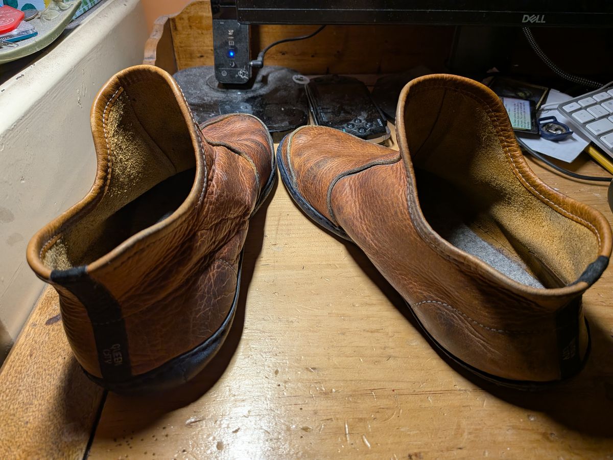 Photo by Valliant on December 6, 2025 of the Queen City footwear Vermont House Shoe Hi-Top in Unknown Leather.