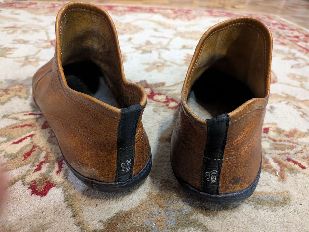 Photo by Valliant on January 1, 2026 of the Queen City footwear Vermont House Shoe Hi-Top in Unknown Leather.