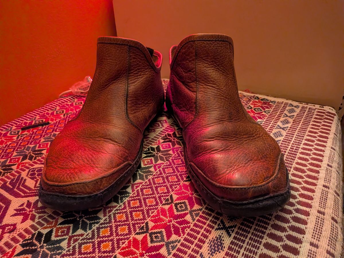 Photo by Valliant on March 6, 2026 of the Queen City footwear Vermont House Shoe Hi-Top in Unknown Leather.