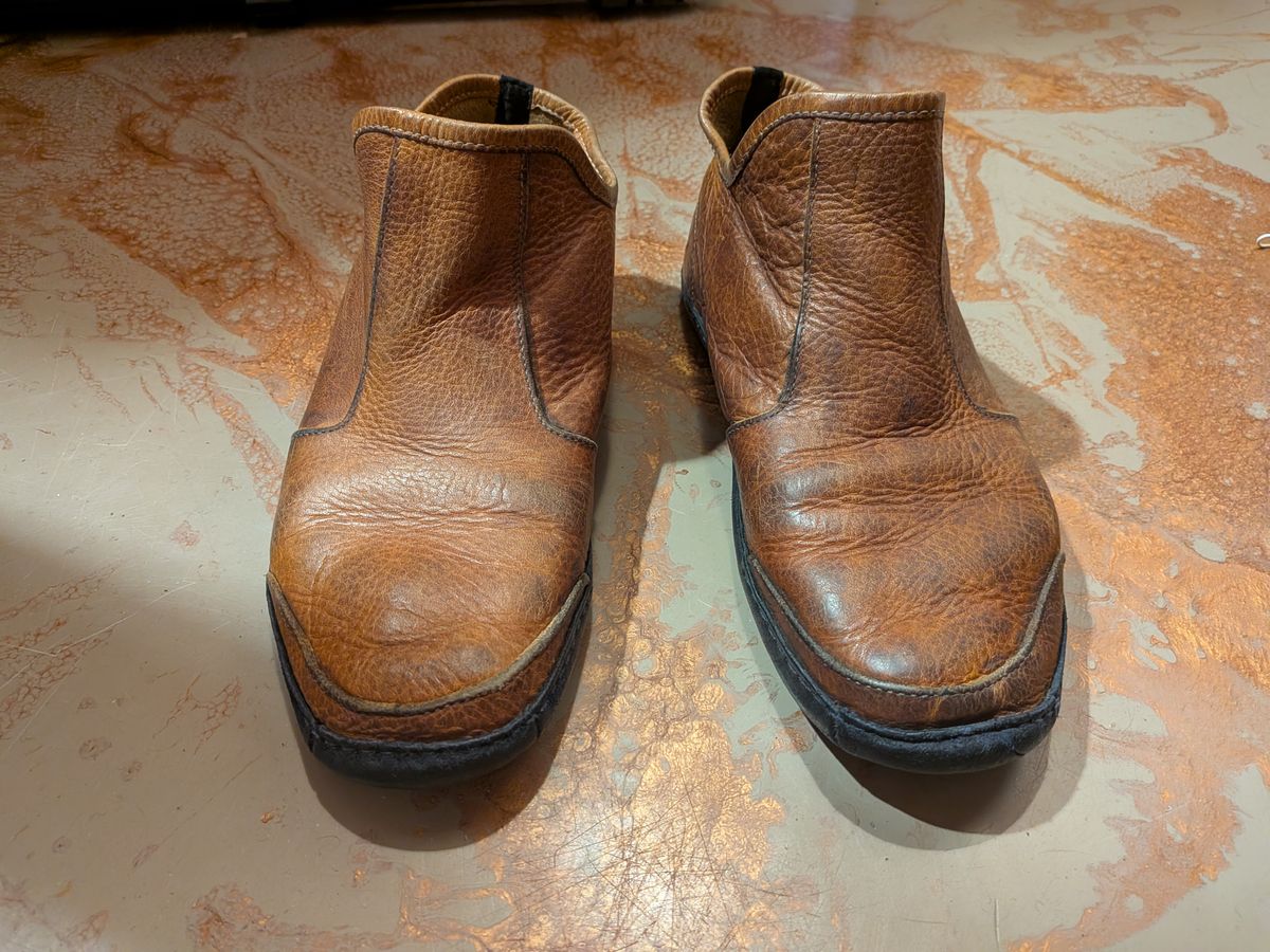 Photo by Valliant on April 6, 2026 of the Queen City footwear Vermont House Shoe Hi-Top in Unknown Leather.