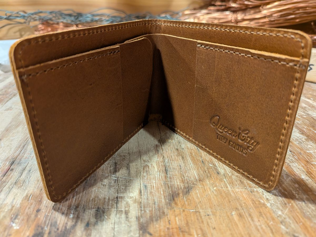 Photo by Valliant on October 2, 2025 of the Queen City Footwear Minimalist Wallet in Unknown Natural Veg Tan.