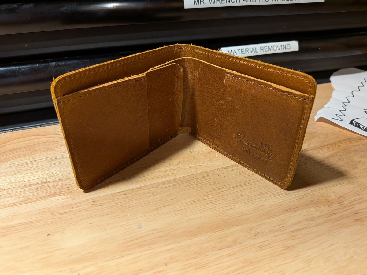 Photo by Valliant on November 6, 2025 of the Queen City Footwear Minimalist Wallet in Unknown Natural Veg Tan.