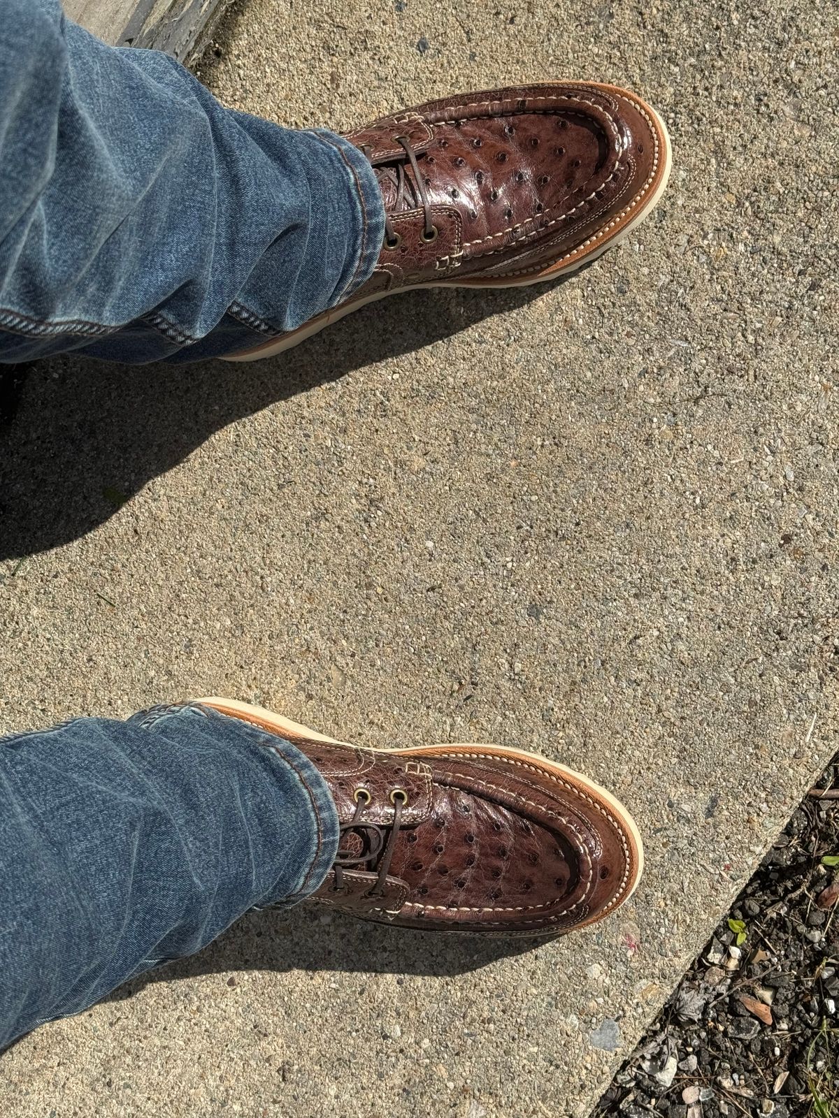 Photo by lemoncurry on June 2, 2026 of the Grant Stone Field Boot in Kango Tobacco Ostrich.