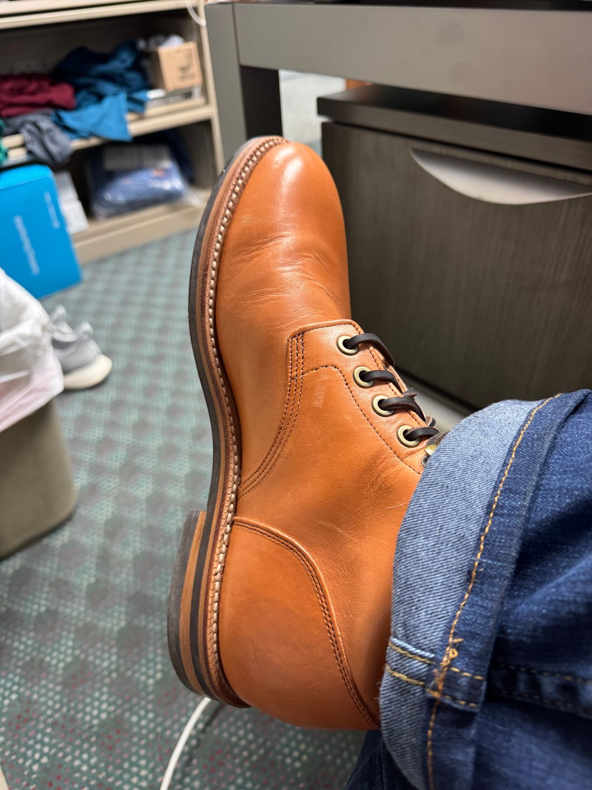 Photo by lemoncurry on March 4, 2026 of the Grant Stone Diesel Boot in Horween Tan Essex.
