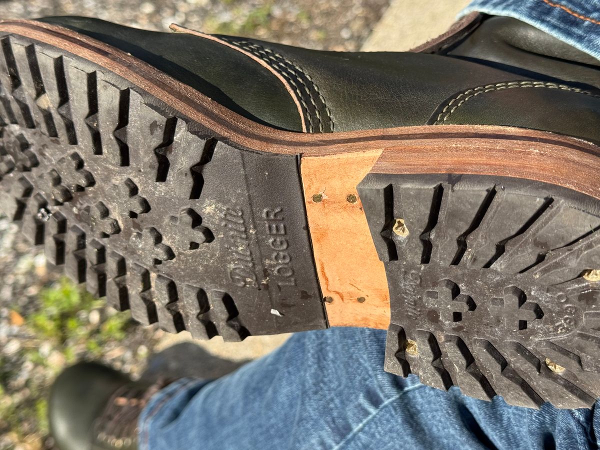 Photo by lemoncurry on June 17, 2026 of the Goral Buxton Brass Wire Construction Boot in Horween Chromexcel Forest Green.