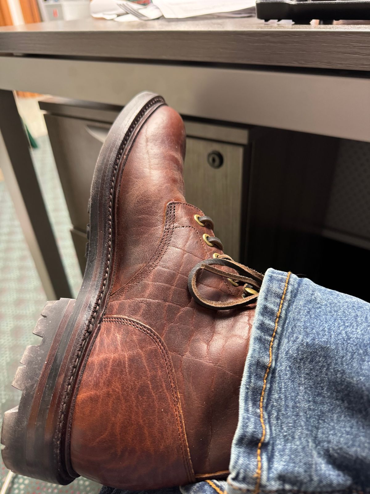 Photo by lemoncurry on March 10, 2026 of the Grant Stone Diesel Boot in Seidel Walnut Bison.