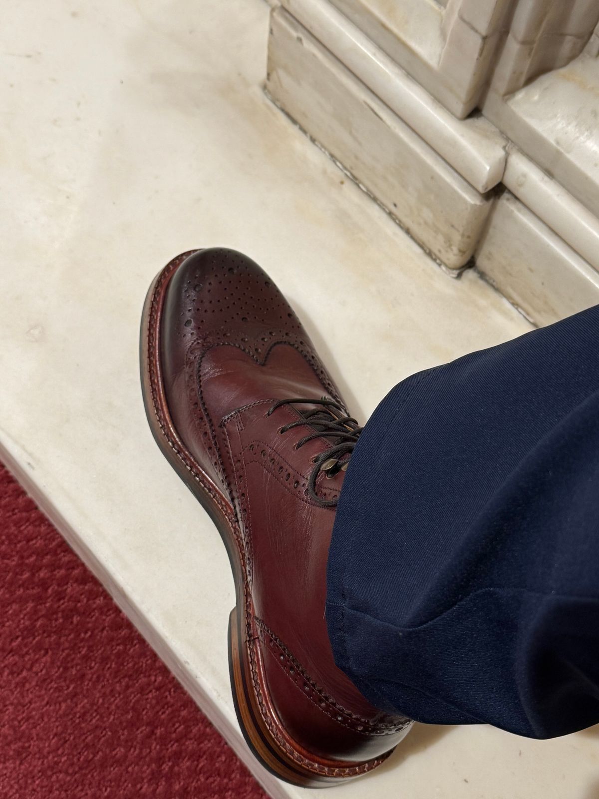 Photo by lemoncurry on May 24, 2026 of the Beckett Simonon Nolan Brogue Boots in Gruppo Mastrotto Bordeaux Full-Grain Calfskin.