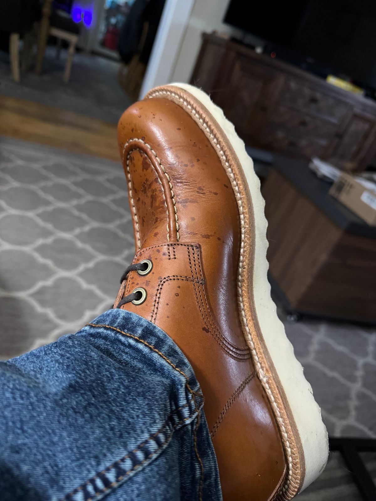 Photo by lemoncurry on April 14, 2026 of the Grant Stone Brass Boot in Badalassi Carlo Saddle Tan Minerva.