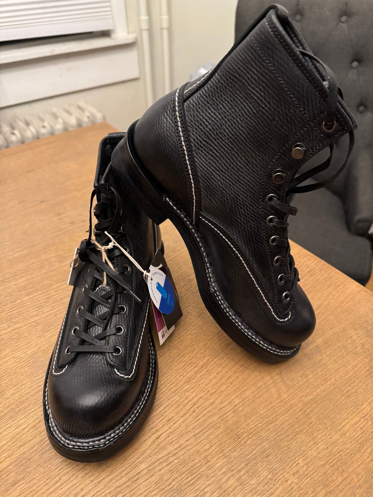 Photo by lemoncurry on March 25, 2026 of the Brake House Short-face Leather Motorcycle Boots 7301 in Coarse Grain Leather.