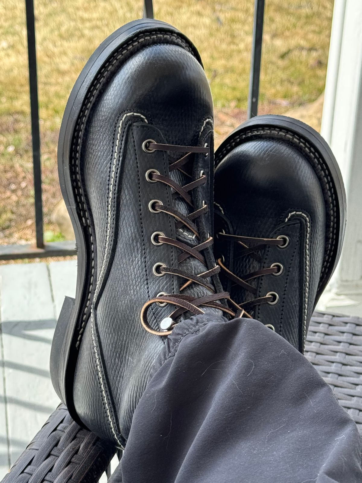 Photo by lemoncurry on March 28, 2026 of the Brake House Short-face Leather Motorcycle Boots 7301 in Coarse Grain Leather.
