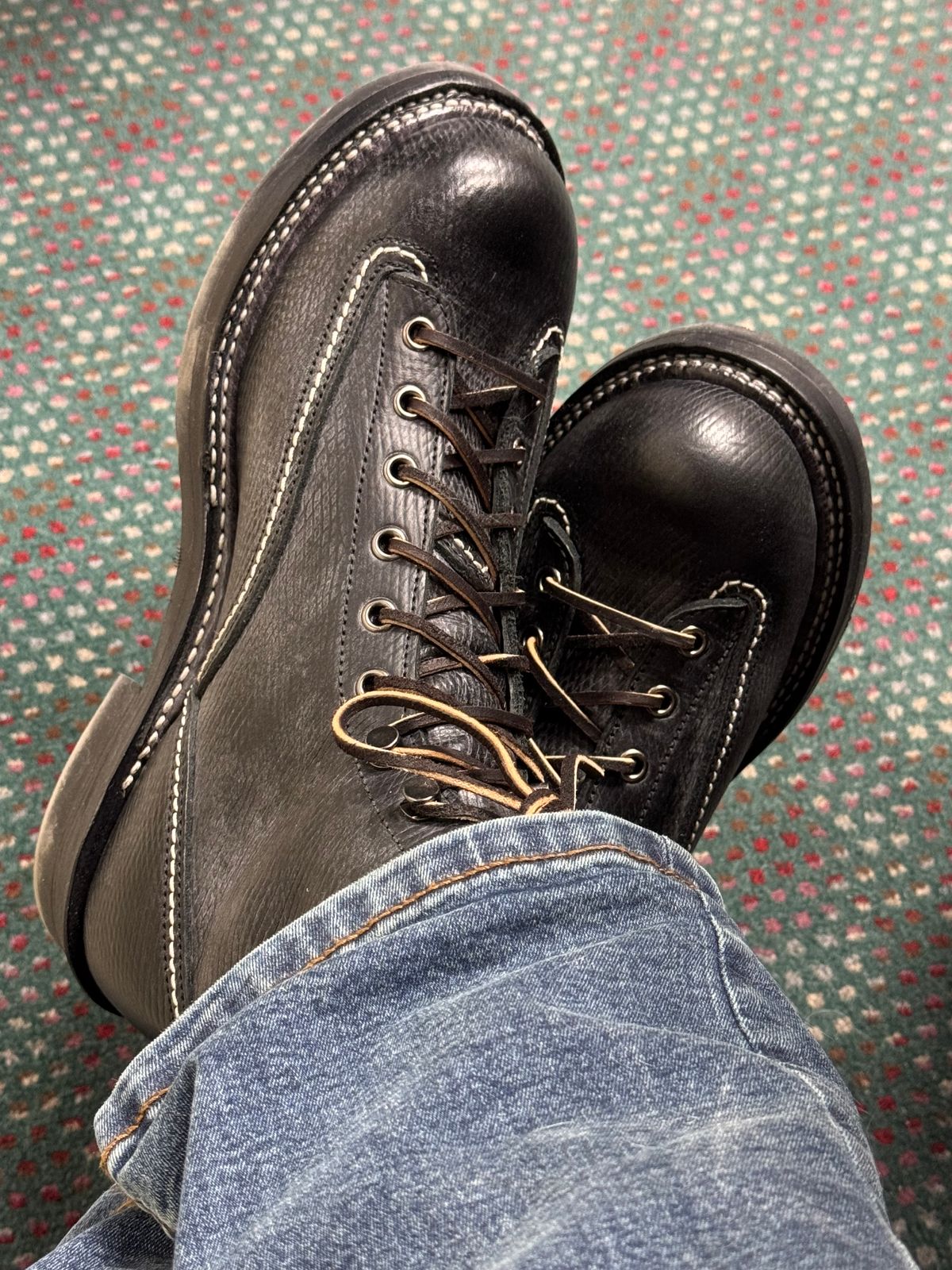 Photo by lemoncurry on March 30, 2026 of the Brake House Short-face Leather Motorcycle Boots 7301 in Coarse Grain Leather.