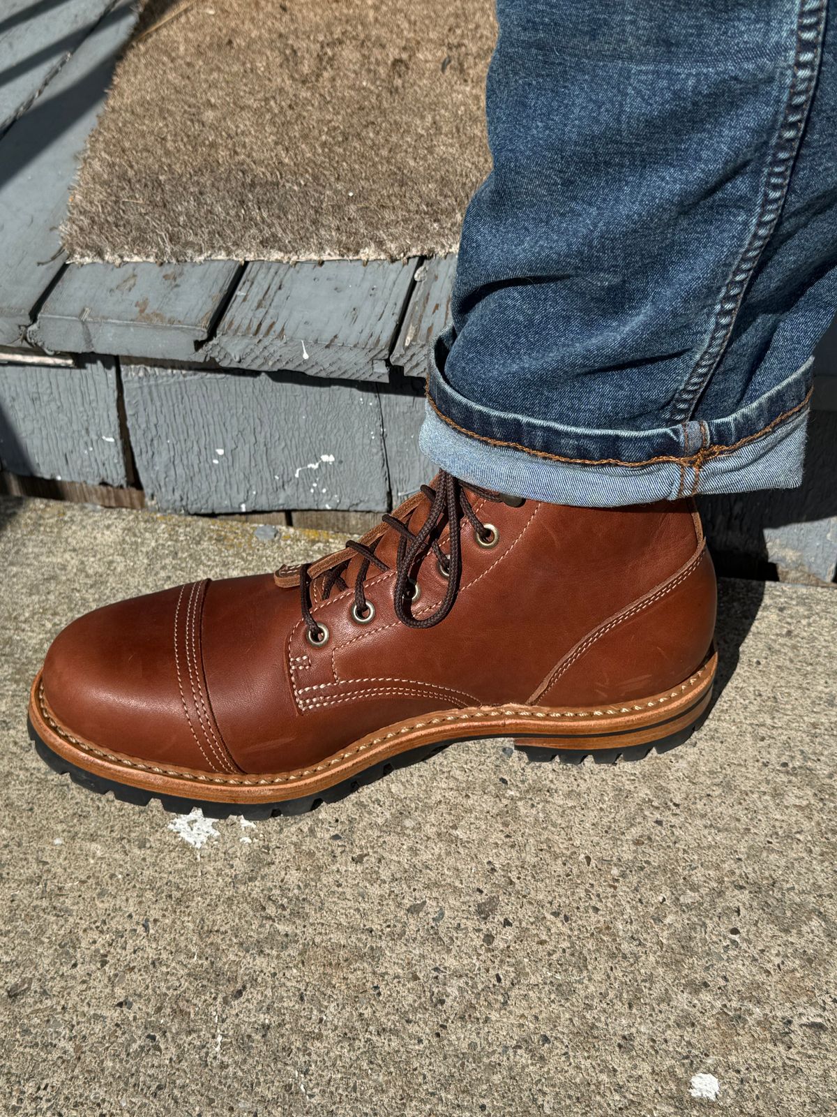 Photo by lemoncurry on June 19, 2026 of the Truman Cap Toe Boot in Brown Oiled Smooth Out.