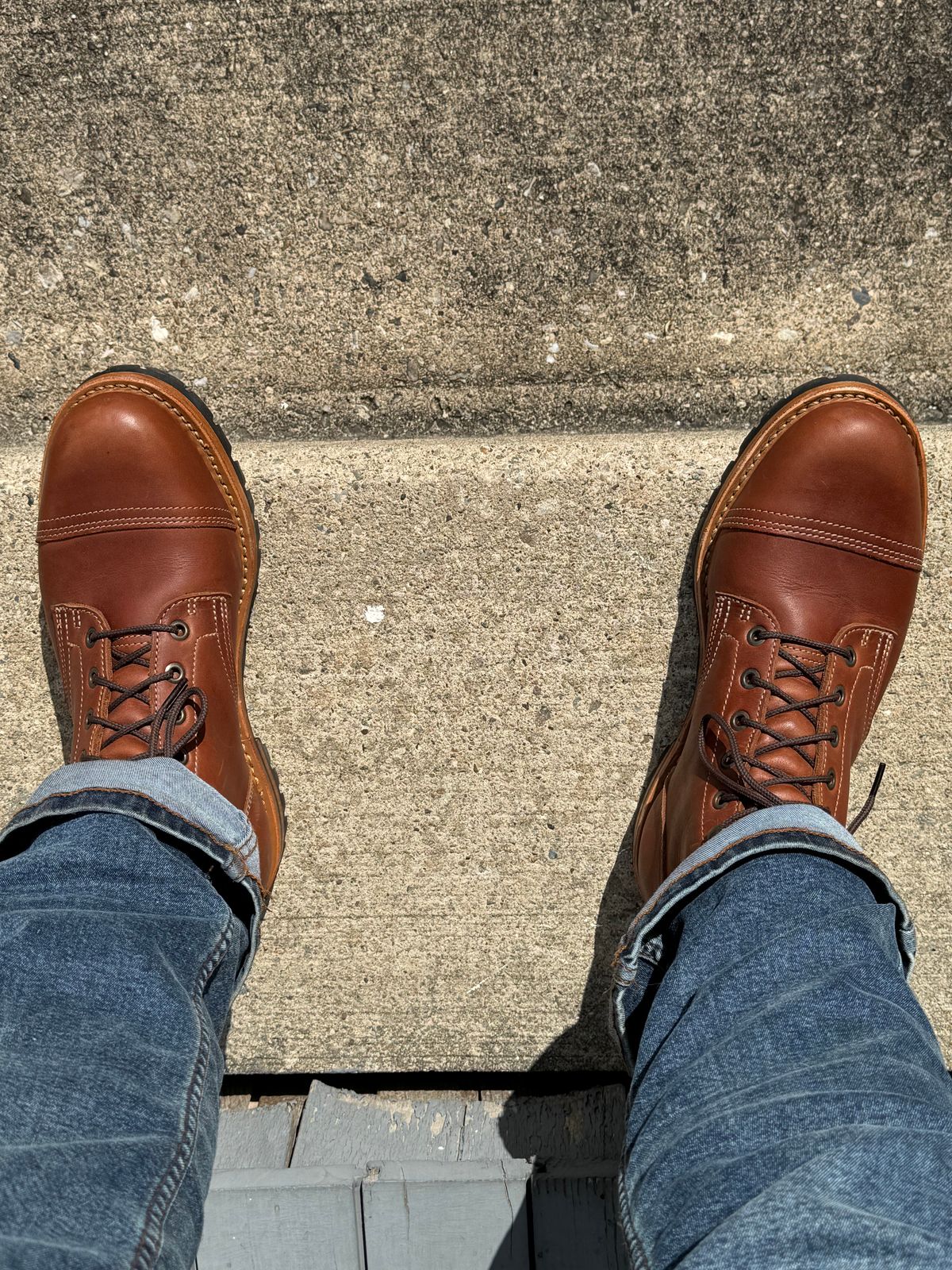 Photo by lemoncurry on June 19, 2026 of the Truman Cap Toe Boot in Brown Oiled Smooth Out.