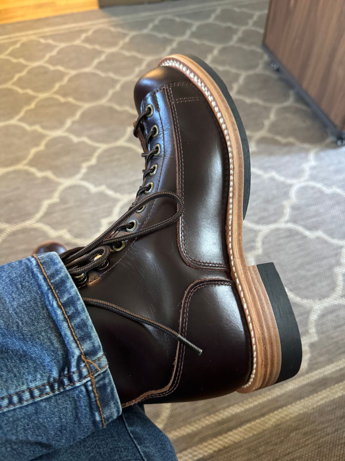 Photo by lemoncurry on May 16, 2026 of the Crush On Retro LTT Combat Boots in In House Oiled Cowhide (Brown).